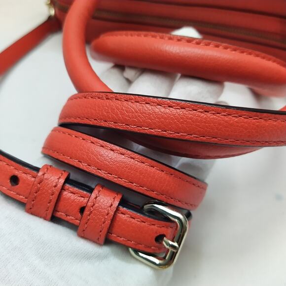 Kate Spade Red Leather Bow Double Handles Zipper Satchel Bag - Picture 7 of 16